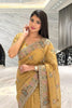 Mustard Gold Embroidered Silk Saree with Heavy Designer Border