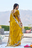 Mustard Yellow Georgette Saree Elephant Embroidery Blouse
