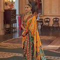Mustard Yellow Designer Silk Saree Traditional Rajasthani Print Border
