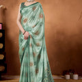 Mint Green Bandhani Print Saree with Zari Detailing Designer Saree