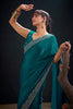 Teal Green Silk Saree with Embroidered Border Designer Saree