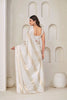 White Satin Silk Saree with Gold Zari Designer Saree