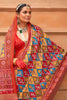 Traditional Multicolor Patola Print Silk Saree with Red Border Designer