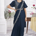 Navy Blue Designer Saree with Sequins Embroidered Blouse