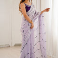 Lavender Tissue Silk Saree Purple Embroidered Sequin Designer Blouse