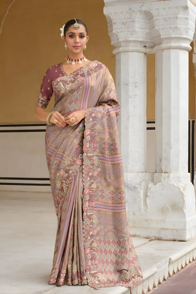 Elegant  Lavender  Woven Silk Saree and Designer Blouse