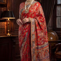 Royal Red Banarasi Silk Saree Weaving Rich Designer Border