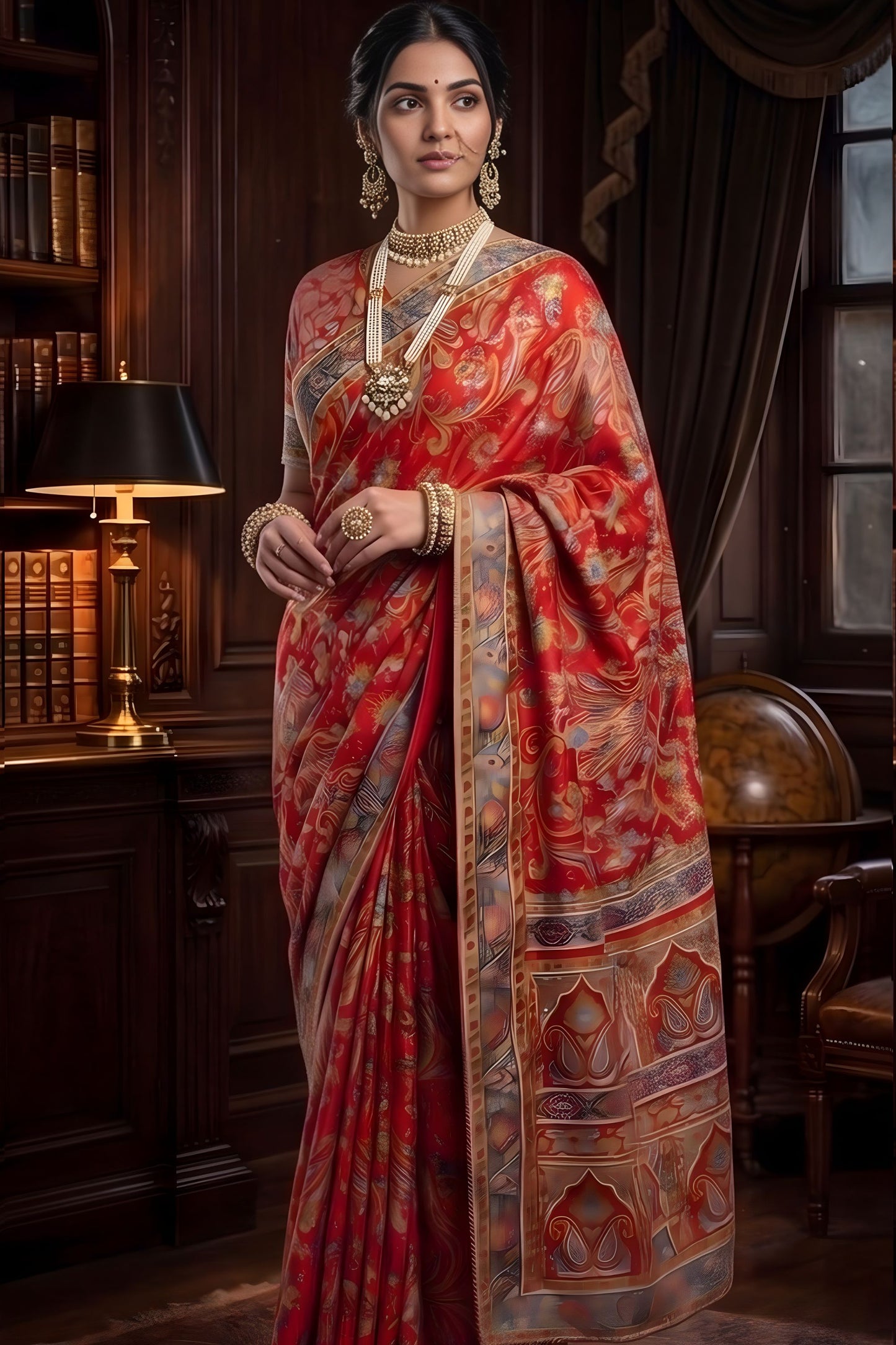 Royal Red Banarasi Silk Saree Weaving Rich Designer Border