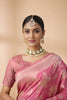 Rose Pink Silk Saree with Gold Zari Floral Weaving Traditional Wear Saree