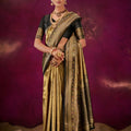 Classic Gold Black Kanjivaram Silk Saree with Rich Zari Border 