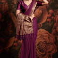 Elegant Purple Banarasi Silk Saree with Rich Golden Zari Weaving