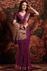 Elegant Purple Banarasi Silk Saree with Rich Golden Zari Weaving
