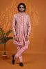 Lovely Pink Floral Printed Indo Western Sherwani for Men With Designer Jacket
