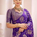 Royal Purple Banarasi Silk Saree with Gold Zari Traditional Saree