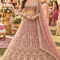 Captivating Dusty Pink Fancy Fabric Heavy Embroidered Designer Lehenga Choli with Dupatta for Women