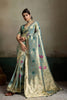 Royal Aqua Blue Tissue Banarasi Silk Jacquard Saree Meenakari Work for Women