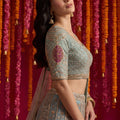 Exquisite Sky Blue Net Designer Lehenga Choli with Beads Work and Dupatta for Women