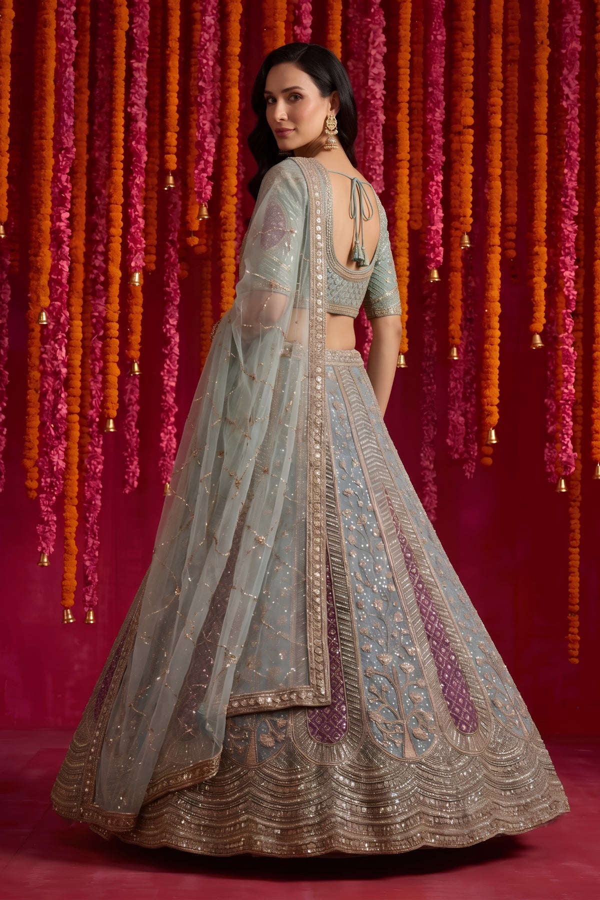 Exquisite Sky Blue Net Designer Lehenga Choli with Beads Work and Dupatta for Women