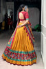 Premium Mustard Yellow Tasar Silk Semi-Stitched Lehenga Choli with Printed Dupatta