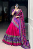 Vibrant Rani Pink and Purple Tasar Silk Semi-Stitched Lehenga Choli with Printed Dupatta