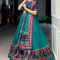 Elegant Teal Green and Purple Tasar Silk Semi-Stitched Lehenga Choli with Printed Dupatta