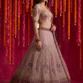 Mesmerizing Dusty Pink Net Designer Lehenga Choli with Beads Work and Dupatta for Women