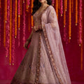 Mesmerizing Dusty Pink Net Designer Lehenga Choli with Beads Work and Dupatta for Women
