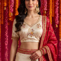 Radiant Cream Viscose Designer Lehenga Choli with Beads Work and Dupatta for Women