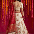 Radiant Cream Viscose Designer Lehenga Choli with Beads Work and Dupatta for Women