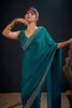 Teal Green Silk Saree with Embroidered Border Designer Saree
