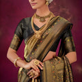 Classic Gold Black Kanjivaram Silk Saree with Rich Zari Border