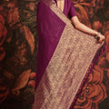 Elegant Purple Banarasi Silk Saree with Rich Golden Zari Weaving