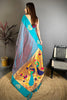 Teal Blue Soft Silk Saree with Contrast Designer Pallu and Zari Work