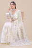 White Net Saree Gold Sequins Embroidery Designer Blouse
