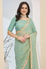 Mint Green Designer Saree Multicolor Embroidered Border Ready To Wear