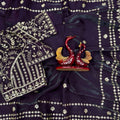 Purple Georgette Saree with Heavy Sequins Embroidery Blouse