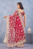Designer Red Floral Embroidered Net Saree with Heavy Border