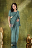 Teal Blue Woven Designer Saree with Matching Blouse