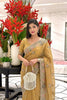 Mustard Gold Embroidered Silk Saree with Heavy Designer Border