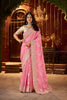 Pink Silk Saree with Heavy Gold Embroidery Designer Blouse 