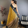 Elegant Black and Gold Banarasi Silk Saree with Rich Zari Weaving Saree