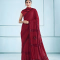 Red Embroidered Georgette Saree with Designer Blouse 