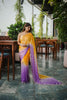 Yellow Purple Ombre Sequins Saree Contrast Border Designer Party Wear