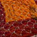 Orange Red Georgette Bandhani Saree Gota Patti Work Embroidered Border