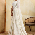 White Designer Saree with Embroidery Sequins Georgette Saree