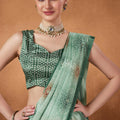 Mint Green Bandhani Print Saree with Zari Detailing Designer Saree