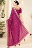 Rani Pink Embroidered Designer Saree with Sequins Work Heavy Border