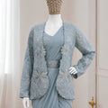 Blue Ready-to-Wear Saree Heavy Embroidered Designer Jacket