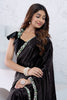 Elegant Black Floral Embroidered Saree Designer Party Wear Saree