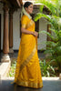 Mustard Yellow Kanjivaram Silk Saree Gold Zari Border Motif Pallu